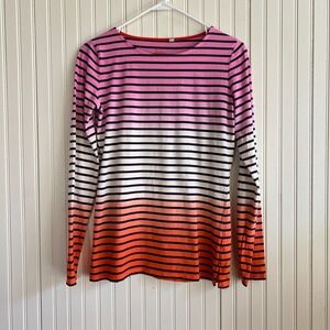 Boden Women's Navy White Pink Orange Ombré Striped Long-Sleeve Top UK‎ 8 / US 4